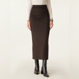 OGL MaxWarm Ruched Side Pencil Maxi Skirt in Espresso Shut size Large. NWT